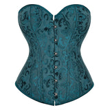 Corset Vert Vintage vert élégant avec motifs floraux, attache avant et design ajusté pour sublimer la silhouette féminine.