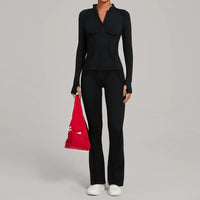 Ensemble Tenue Sport Fitness Pilates Côtelé Femme