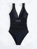 Maillot de Bain Amincissant avec Empiècements Tulle