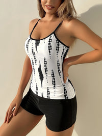 Tankini 2 Pièces Imprimé Tie and Dye avec Shorty