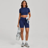 Ensemble Tenue Sport Fitness Pilates Côtelé Femme