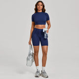 Ensemble Tenue Sport Fitness Pilates Côtelé Femme