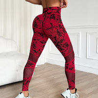 Legging Sport Sans Couture Push Up Tie and Dye Rouge