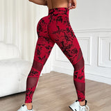 Legging Sport Sans Couture Push Up Tie and Dye Rouge