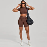 Ensemble Tenue Sport Fitness Pilates Côtelé Femme