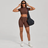 Ensemble Tenue Sport Fitness Pilates Côtelé Femme