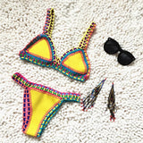 Bikini Triangle Crochet Bordure Colorée Bohème