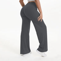 Pantalon yoga femme taille moyenne jambe droite bleu 3