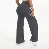 Pantalon yoga femme taille moyenne jambe droite bleu 3