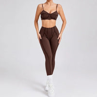 Ensemble Tenue Sport Fitness Pilates Côtelé Femme