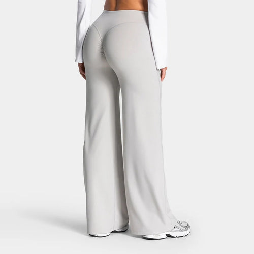 Pantalon large femme taille haute push up blanc – Lune