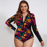 Maillot de Bain Grande Taille Une Pièce Manches Longues Zippé