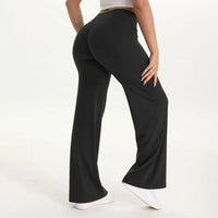 Pantalon yoga femme taille moyenne jambe droite bleu – Noir Minuit