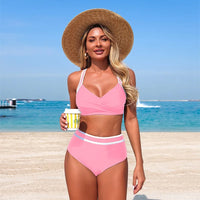 Maillot de Bain 2 Pièces Femme Taille Haute Effet Ventre Plat