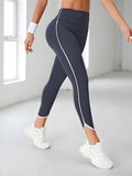 Legging de Sport Gainant Taille Haute avec Bande Latérale