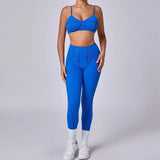 Ensemble Tenue Sport Fitness Pilates Côtelé Femme