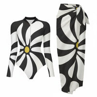 Ensemble Maillot de Bain Manches Longues Zippé et Paréo