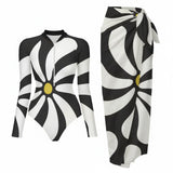 Ensemble Maillot de Bain Manches Longues Zippé et Paréo