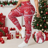 Legging Femme Taille Haute Imprimé Motif Pull de Noël