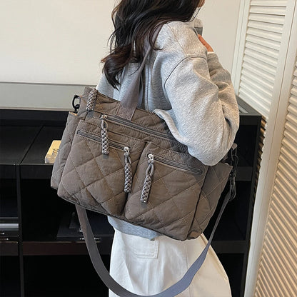 Sac à main femme grande capacité matelassé orange 4