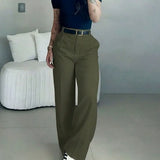 Pantalon femme taille haute jambe droite ceinture 4