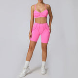 Ensemble Tenue Sport Fitness Pilates Côtelé Femme