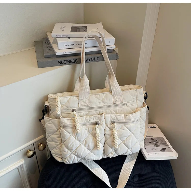 Sac à main femme grande capacité matelassé orange – Beige