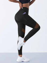 Legging Gainant Sport Taille Haute avec Poches et Empiècements Mesh
