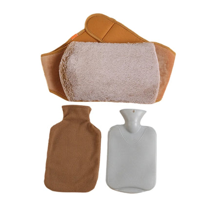 Bouillotte Tour de Taille avec ceinture ajustable en flanelle douce et PVC, modele beige et marron, bouillotte chauffante