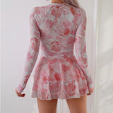Robe de Bain Manches Longues Zippée avec Jupette Intégrée