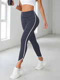 Legging de Sport Gainant Taille Haute avec Bande Latérale