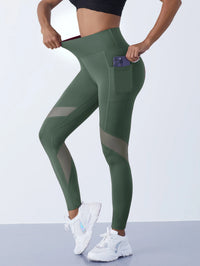 Legging Gainant Sport Taille Haute avec Poches et Empiècements Mesh
