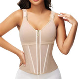 Corset gaine ventre femme avec zip et armatures – Beige