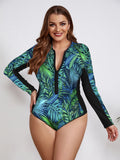 Maillot de Bain Grande Taille Une Pièce Manches Longues Zippé