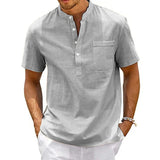 Polo Col Officier Coton et Lin Homme