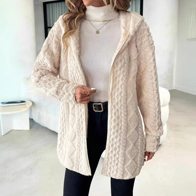 Cardigan Long Femme Velours Doublé Automne Hiver