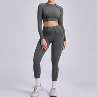 Ensemble Tenue Sport Fitness Pilates Côtelé Femme