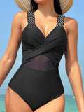 Maillot de Bain 1 Pièce Effet Croisé et Gainant