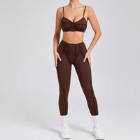 Ensemble Tenue Sport Fitness Pilates Côtelé Femme