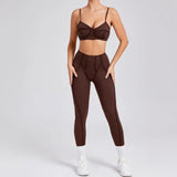 Ensemble Tenue Sport Fitness Pilates Côtelé Femme
