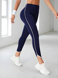 Legging de Sport Gainant Taille Haute avec Bande Latérale
