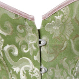 Corset Vert Vintage en tissu vert à motif vintage avec attache à l’avant pour un style élégant et confortable.