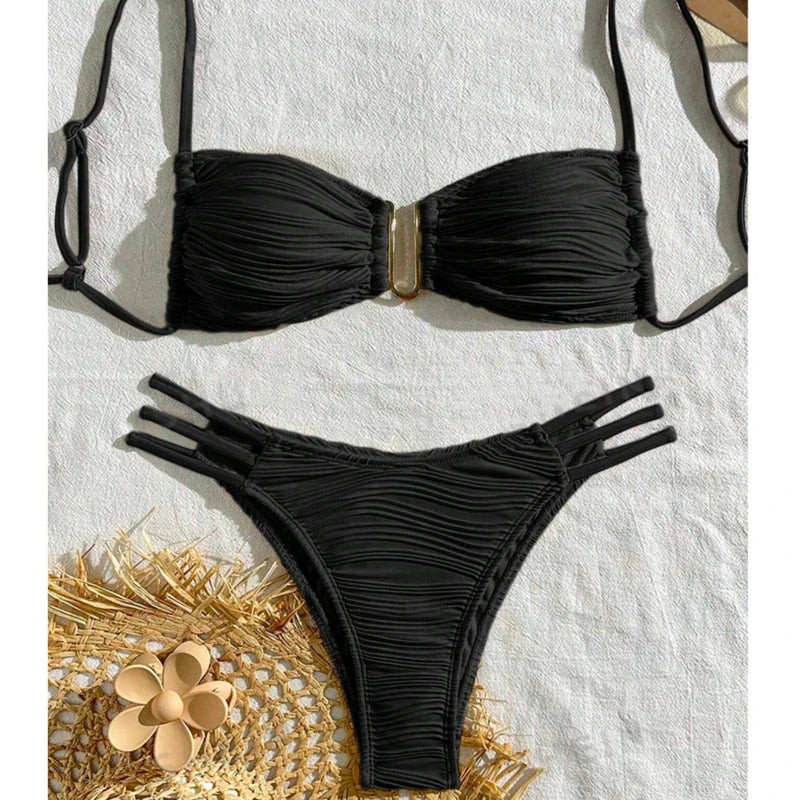Bikini Texturé Effet Plissé