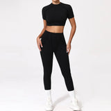 Ensemble Tenue Sport Fitness Pilates Côtelé Femme