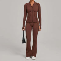 Ensemble Tenue Sport Fitness Pilates Côtelé Femme
