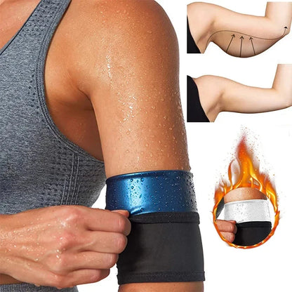 Gaine Bras Sudation portée sur bras en sueur montrant effet perte de graisse et renforcement musculaire.