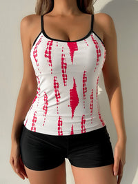 Tankini 2 Pièces Imprimé Tie and Dye avec Shorty