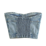 Denim Bustier Crop Top 