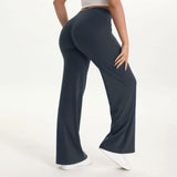 Pantalon yoga femme taille moyenne jambe droite bleu – Bleu Myrtille