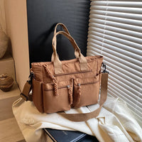 Sac cabas nylon grande capacité multi-poches femme – Marron